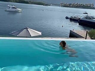 Gorgeous Monika Fox swims naked in the pool!
