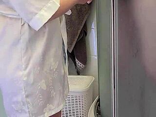 A hot woman helped her son to experience orgasm