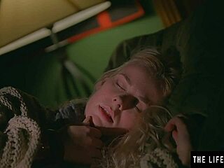 Drenched in sweat, stunning blonde reaches intense orgasm