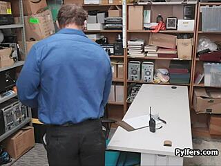 Quickie in the storage room with a Latin thief broke and fucked