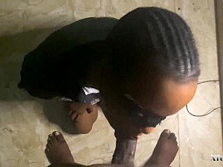 Sexy ebony roommate sucks my dick