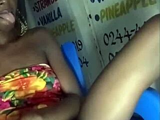 Petite shaved amateur with natural tits squirts during bareback webcam fuck