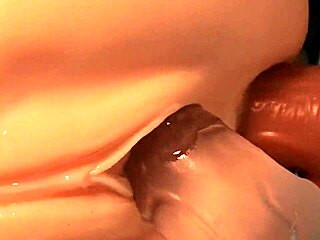 Double Penetration In Pink Pussy With Toys And Blowjob Close Up