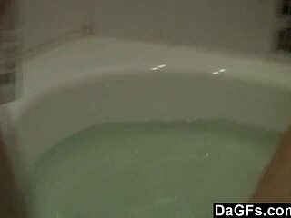 blonde dagfs masturbates and sucks cock in hot bath