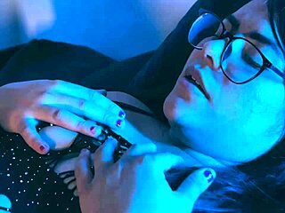 Tattooed TGirl with Big Tits in Stockings Solo