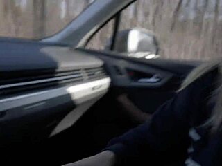 Blonde milf sucks big cock in public outdoor pov blowjob while driving