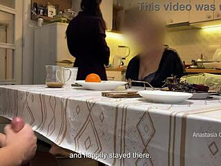 my husband jerks under table in front of step mom and me in kitchen