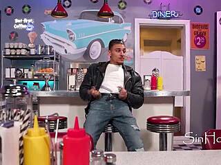 waitress catches biker masturbating with big ass in retro scene - anna claire clouds victor ray