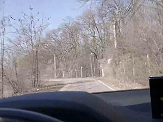 Blonde milf sucks big cock in public outdoor pov blowjob while driving