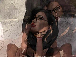 Two hot milfs ride a huge 12 inch cock. They suck and fuck the hard dick in this 3d hentai game