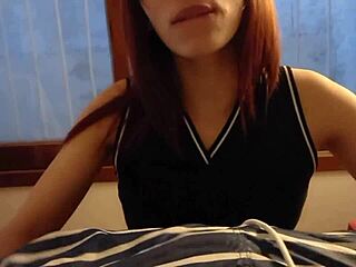 In pov amateur scene, petite hairless teen 18+ with small tits gets bent over for doggystyle, then cowgirl sucking passionately.