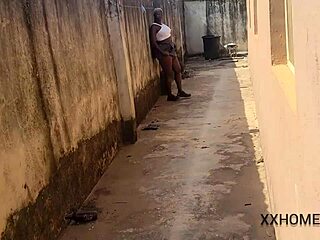 Nimi with big ass gets caught masturbating outdoors in doggystyle position