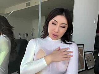 This hot asian chick has an amazing body, oils herself up, and squirts while masturbating solo.