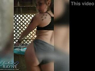 A girl has sex with her pierced boyfriend outdoors