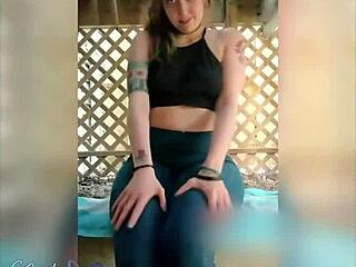 A girl has sex with her pierced boyfriend outdoors