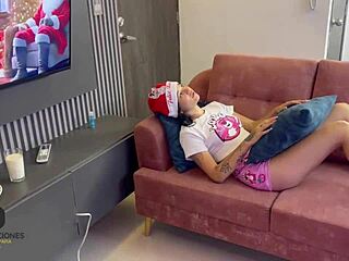 Latina girl receives hot gifts from Papa Noel