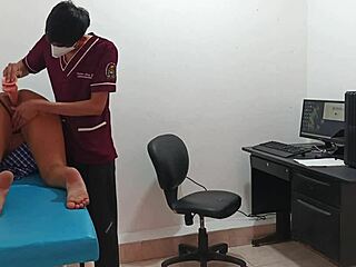 Horny 18 y.o. chick gets banged by a pervert doctor in a hospital setting