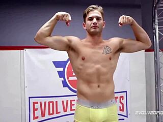 Kaiia Eve worships Nathan Bronson’s cock in wrestling