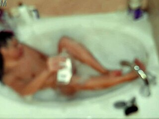 Asian boy enjoys solo bubble bath in bathroom pool fetish 😊