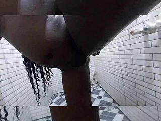 in the bathroom, the neighbor pounds lady banks' fat bbw ass while worshiping it