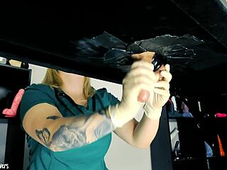 naughty nurse milking table and toys with big cock