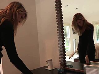 The Blonde Lesbian Intruder Takes The Brunette To The Bedroom Where She Eats Her Ass And Fingers It!