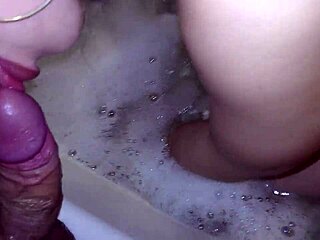 Big boobs German step-mom gives POV blowjob in bathtub