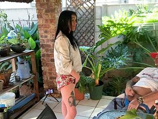 Mutual masturbation outdoor with my stepsis in miniskirt