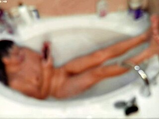 Asian boy enjoys solo bubble bath in bathroom pool fetish 😊