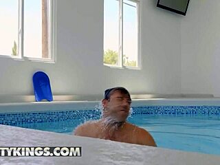 Will by the pool indulges in intense oral action