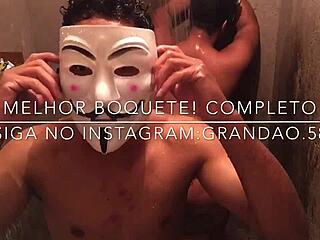 Teen with big tits gives public blowjob and swallows cumshot in interracial scene