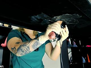 naughty nurse milking table and toys with big cock