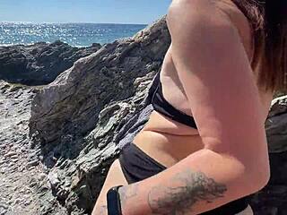 horny couple on vacation fuck at the beach in doggystyle quickie