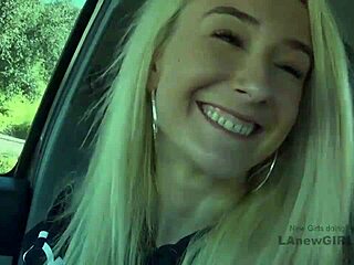 Skinny blonde girl gets fucked in her mouth at casting