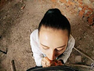 Pov long haired teen facefucked in abandoned building