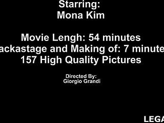 mona kim gets plastered, drinks piss, takes double penetration in pussy, creampie, swallows, and gapes wide?