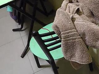 hiring a cleaning employee who shows up in see-through leggings and a tiny thong, sparking curiosity.