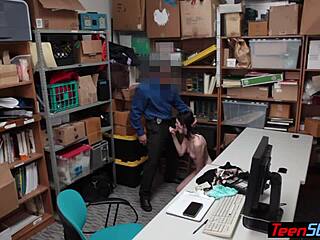 A pale skinny teen is suspected of theft and gets fucked by an LP officer