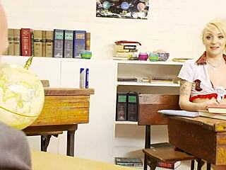 Farrah Fox slides her wet pussy along his thick professor cock in doggystyle