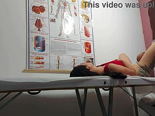 brunette gets finger in ass and fucked by doctor