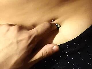 Cute Latina's Navel Play Sparks Intense Climax