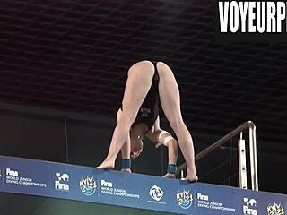 Women compete in high diving while hidden voyeur captures candid bikini moments