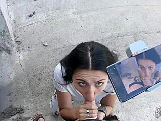 She asked me to film her blowjob skills in public