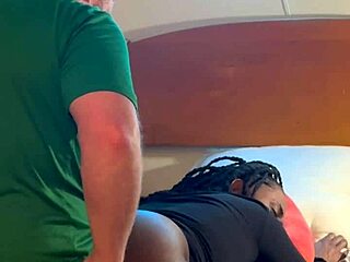 Ebony teen fucked by white amateur in the hood