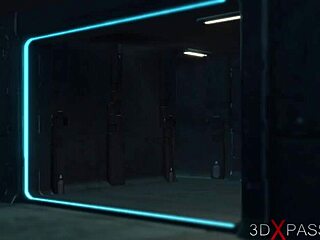 Sexual girl in a specialistic lab in glass box