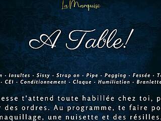 A table - femdom milking with a sissy in French