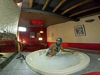 The man made a Jacuzzi in his garden and invited Mia Niqab to swim