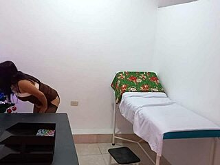 Nurse Dresses as Slut on Christmas, Masturbates in Doctor's Office