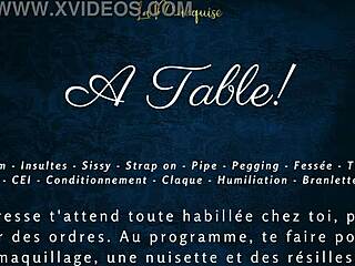 A table - femdom milking with a sissy in French