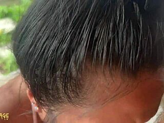 Blowjob in public pool with a hot guy, ending with a facial